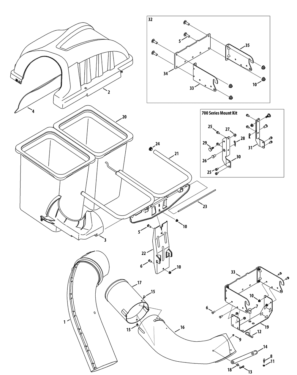 General Assembly Bagger Diagram and Parts List for 19A30002 (000)(2009) Cub Cadet Lawn Tractor